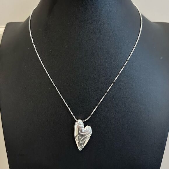 Brighton "Give It A Swirl" Modern Asymmetrical Heart Pendant Necklace - Picture 2 of 5